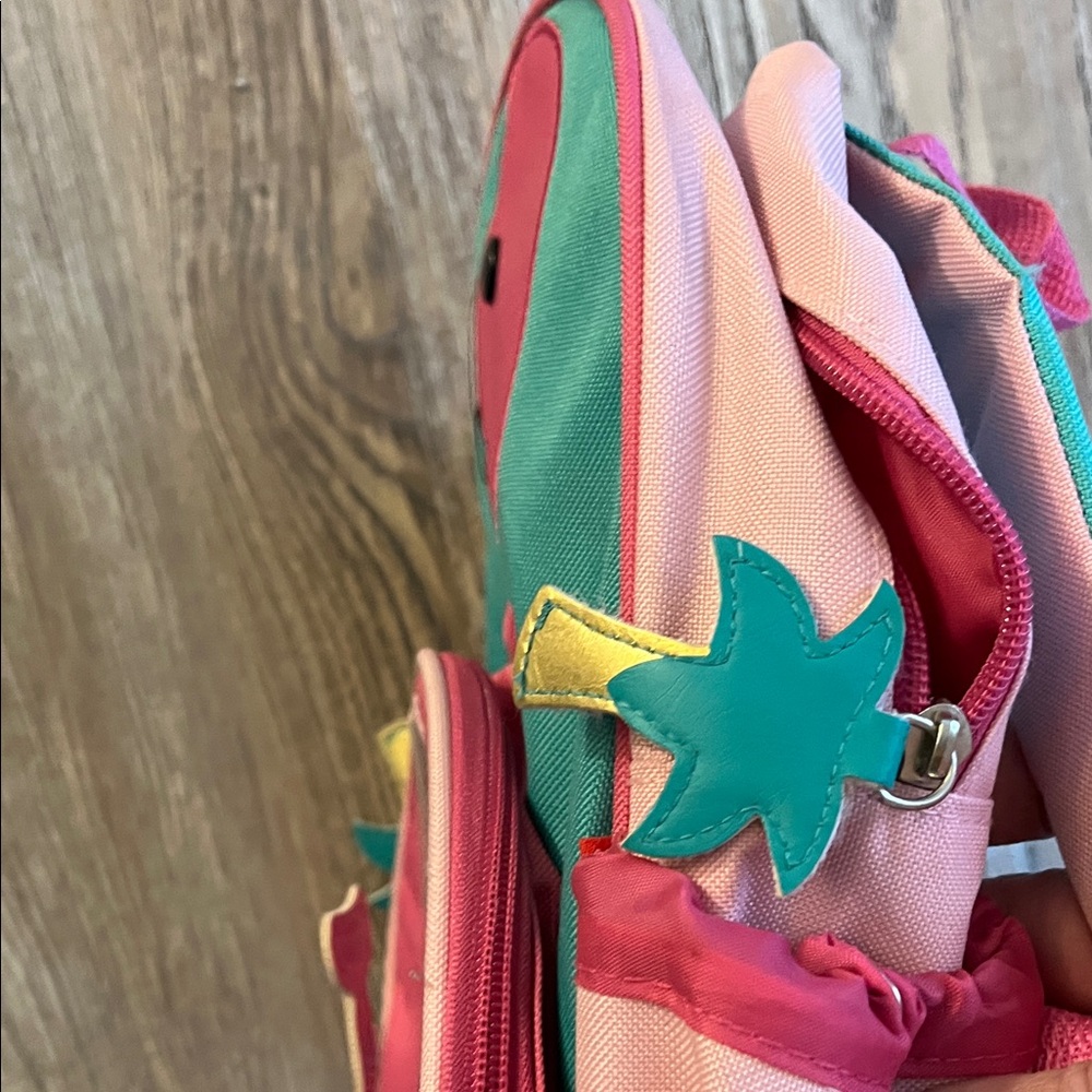 Kids Flamingo Backpack - Pink & Teal Canvas Bag - Picture 5 of 5